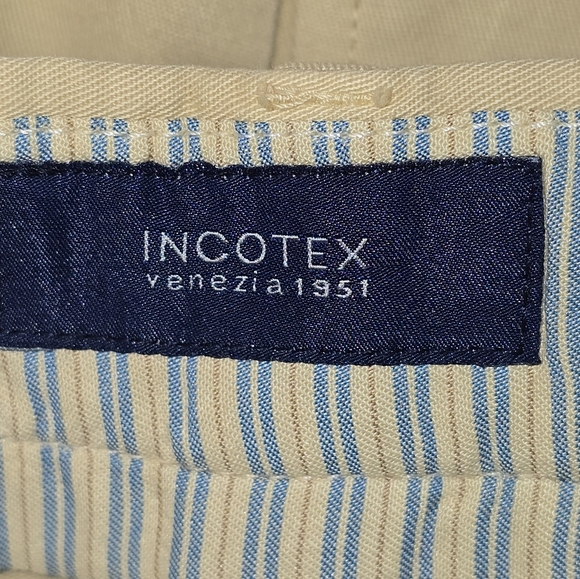 Incotex Mens Chino Pants Linen Blend Buttery Yellow Luxurious Feel Size 32 - Picture 8 of 10